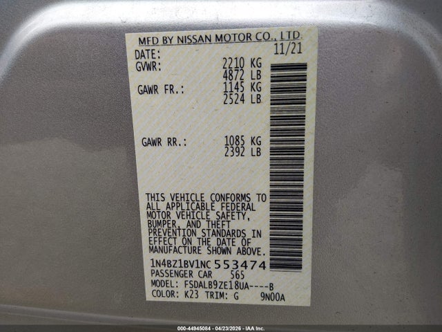 1N4BZ1BV1NC553474 Nissan Leaf S Plus 62 Kwh