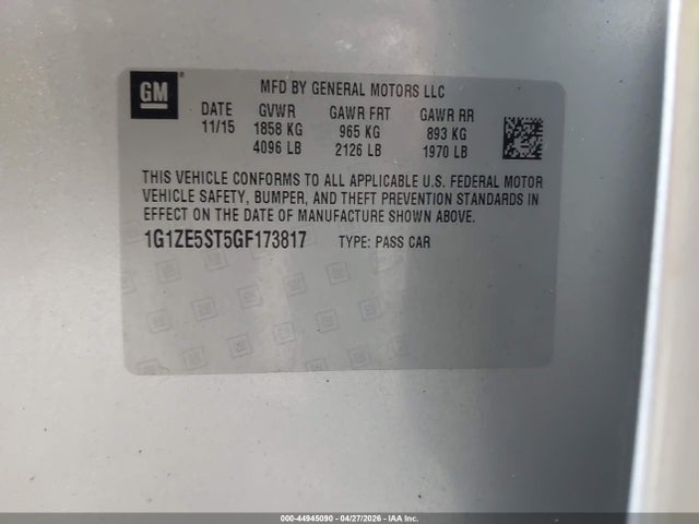 Aukcja sprzedaży 2016 Chevrolet Malibu 1lt, vin: 1G1ZE5ST5GF173817, numer aukcji: 44945090
