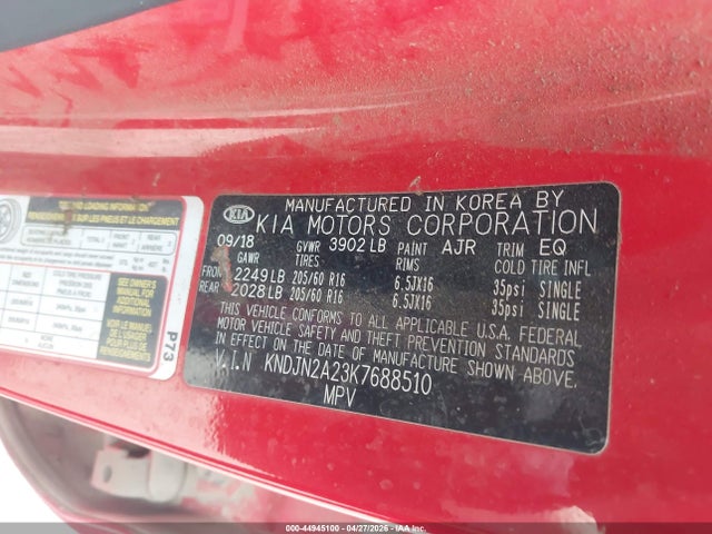 Продажа на аукционе авто 2019 Kia Soul, vin: KNDJN2A23K7688510, номер лота: 44945100