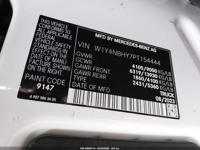 Продажа на аукционе авто 2023 Mercedes-benz Sprinter 2500 Standard Roof 4-cyl Diesel Ho, vin: W1Y4NBHY7PT154444, номер лота: 44945114