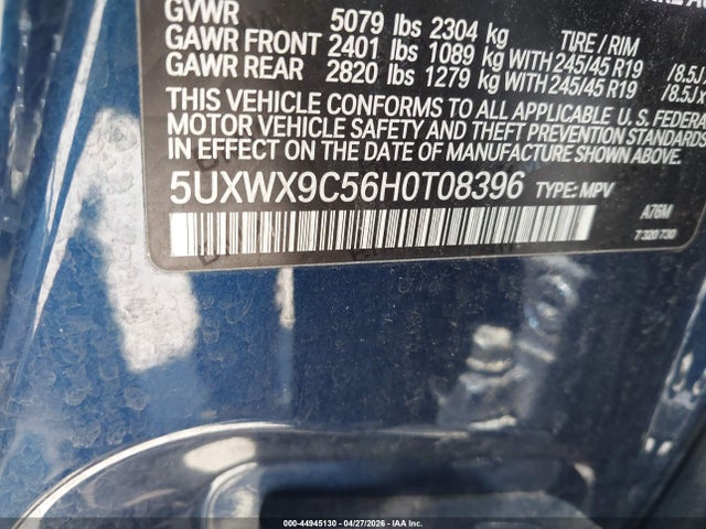 5UXWX9C56H0T08396 BMW X3 Xdrive28i