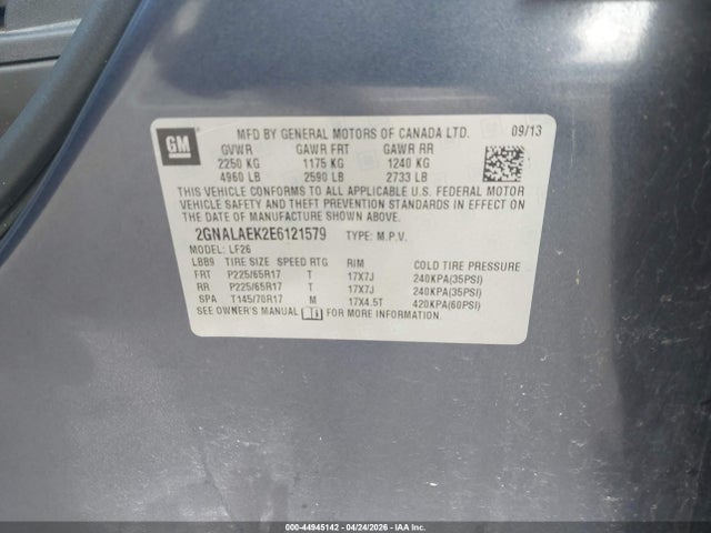 Продаж на аукціоні авто 2014 Chevrolet Equinox Ls, vin: 2GNALAEK2E6121579, номер лоту: 44945142