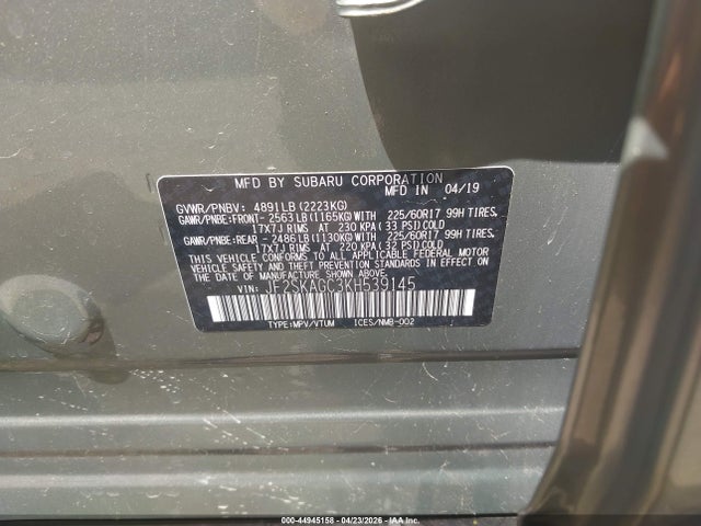 Aukcja sprzedaży 2019 Subaru Forester Premium, vin: JF2SKAGC3KH539145, numer aukcji: 44945158