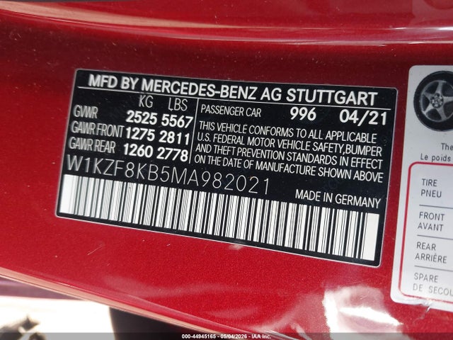 Aukcja sprzedaży 2021 Mercedes-benz Amg E 63 S 4matic+, vin: W1KZF8KB5MA982021, numer aukcji: 44945165