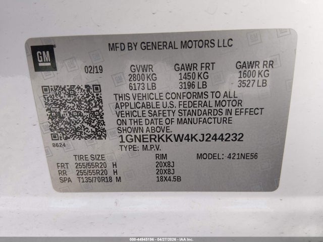 Chevrolet Traverse Premier 2019 1GNERKKW4KJ244232 Image 9