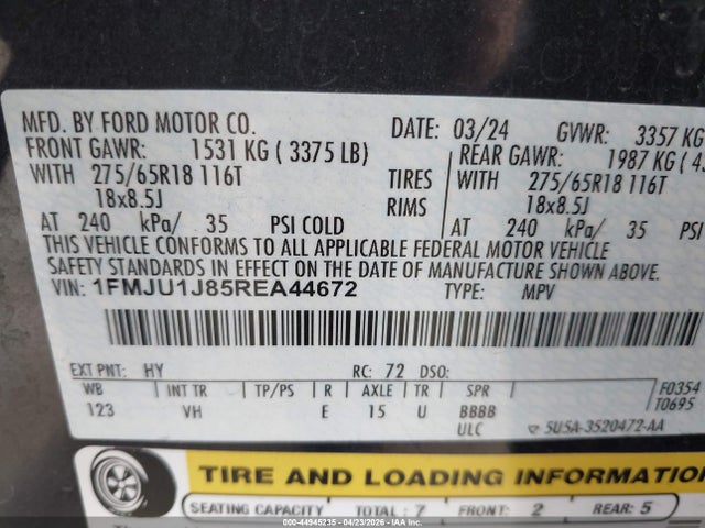 1FMJU1J85REA44672 Ford Expedition Xlt