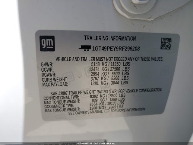 Продажа на аукционе авто 2024 Gmc Sierra 2500hd 4wd  Standard Bed At4, vin: 1GT49PEY9RF296208, номер лота: 44945255