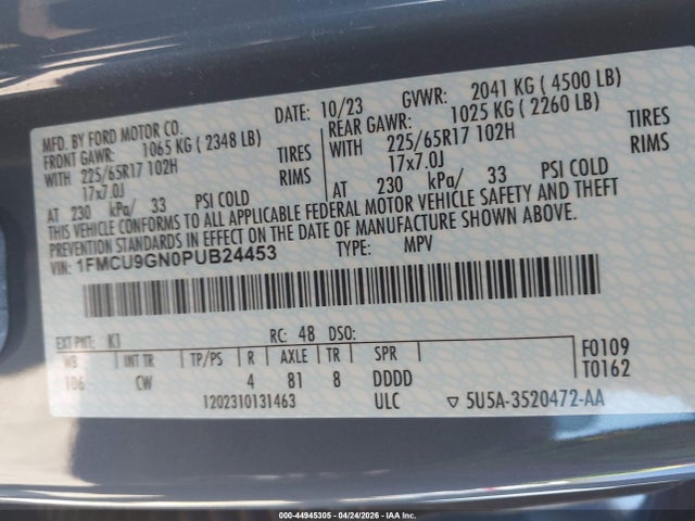1FMCU9GN0PUB24453 Ford Escape Active