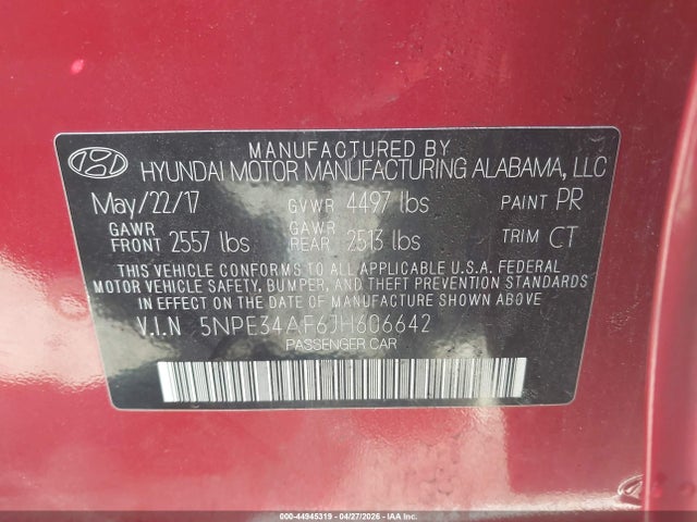 44945319 :رقم المزاد ، 5NPE34AF6JH606642 vin ، 2018 Hyundai Sonata Sport مزاد بيع