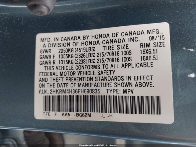 2HKRM4H36FH690835 Honda CR-V LX