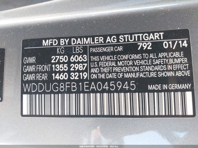 44945399 :رقم المزاد ، WDDUG8FB1EA045945 vin ، 2014 Mercedes-benz S 550 4matic مزاد بيع