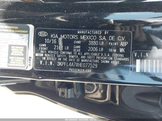 Продажа на аукционе авто 2017 Kia Forte S, vin: 3KPFL4A7XHE077529, номер лота: 44945430