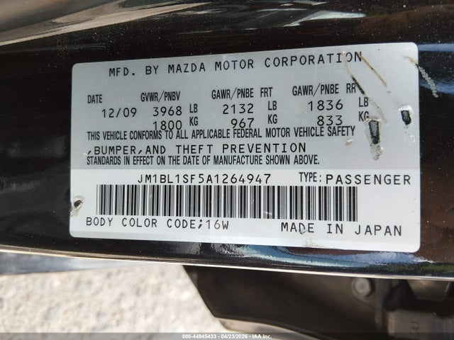 Aukcja sprzedaży 2010 Mazda Mazda3 I Touring, vin: JM1BL1SF5A1264947, numer aukcji: 44945433