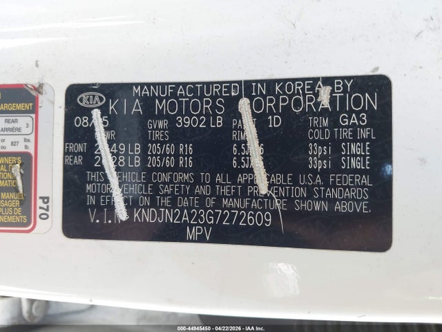 Продажа на аукционе авто 2016 Kia Soul, vin: KNDJN2A23G7272609, номер лота: 44945450