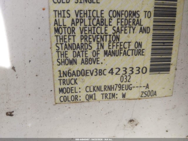2011 Nissan Frontier S მანქანა იყიდება აუქციონზე, vin: 1N6AD0EV3BC423330, აუქციონის ნომერი: 44945497