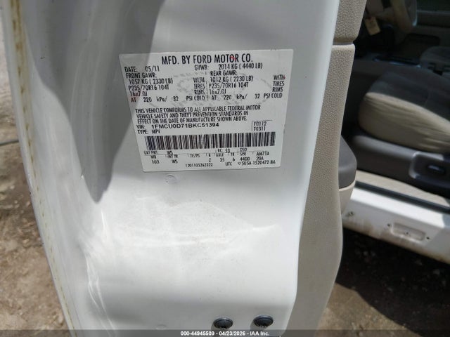 44945509 :رقم المزاد ، 1FMCU0D71BKC51394 vin ، 2011 Ford Escape Xlt مزاد بيع