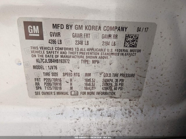 Chevrolet Trax Lt 2017 KL7CJLSB4HB193972 Image 9