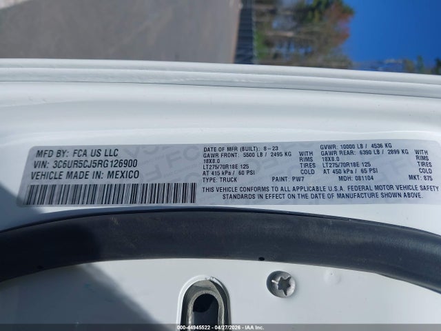 Продажа на аукционе авто 2024 Ram 2500 Tradesman  4x4 6'4 Box, vin: 3C6UR5CJ5RG126900, номер лота: 44945522