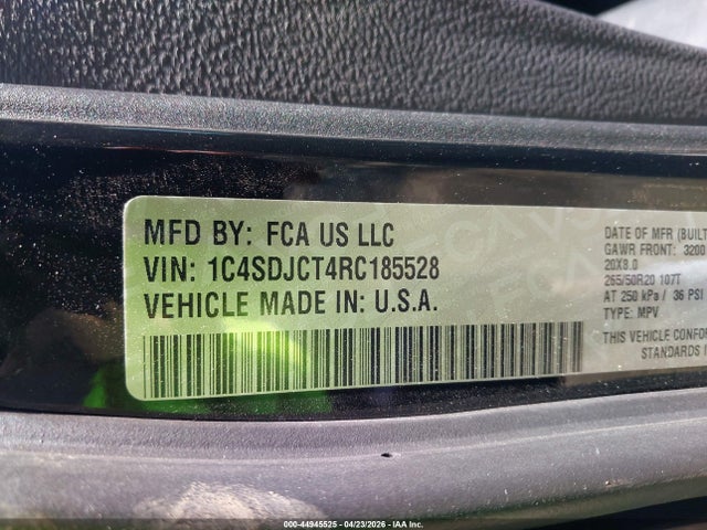 2024 Dodge Durango R/t Plus Awd მანქანა იყიდება აუქციონზე, vin: 1C4SDJCT4RC185528, აუქციონის ნომერი: 44945525