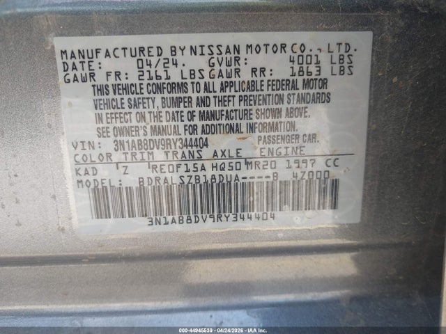 Продажа на аукционе авто 2024 Nissan Sentra Sr Xtronic Cvt, vin: 3N1AB8DV9RY344404, номер лота: 44945539
