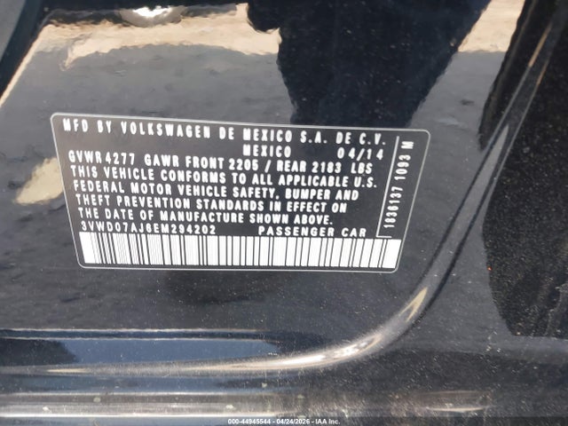 Aukcja sprzedaży 2014 Volkswagen Jetta 1.8t Se, vin: 3VWD07AJ6EM294202, numer aukcji: 44945544
