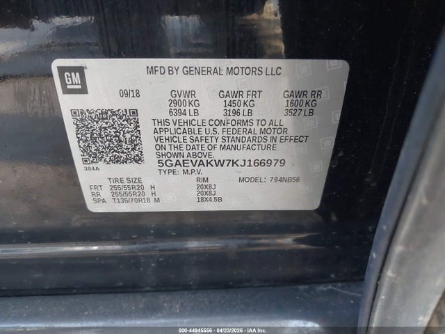 2019 Buick Enclave Awd Essence მანქანა იყიდება აუქციონზე, vin: 5GAEVAKW7KJ166979, აუქციონის ნომერი: 44945556