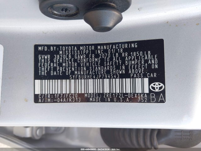 Toyota COROLLA SE 2018 5YFBURHE4JP794543 Image 9