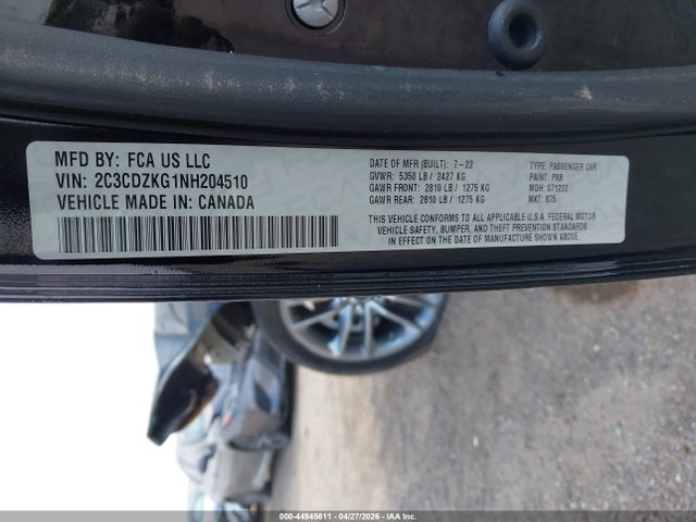 2022 Dodge Challenger Gt Awd მანქანა იყიდება აუქციონზე, vin: 2C3CDZKG1NH204510, აუქციონის ნომერი: 44945611