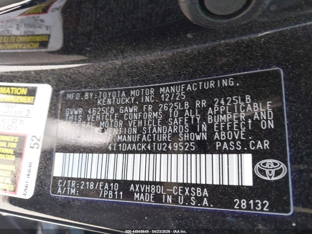 Toyota CAMRY SE 2026 4T1DAACK4TU249525 Image 9