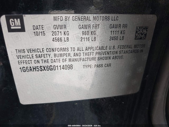 1G6AH5SX6G0114098 Cadillac Ats Luxury Collection