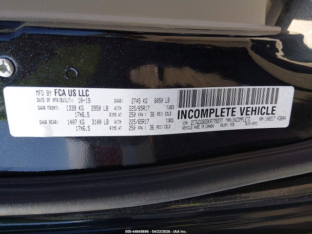 2019 Dodge Grand Caravan Se მანქანა იყიდება აუქციონზე, vin: 2C7WDGBG5KR779277, აუქციონის ნომერი: 44945696