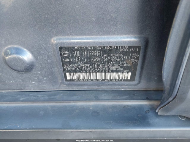 44945703 :رقم المزاد ، 4S4BRCAC2E3214918 vin ، 2014 Subaru Outback 2.5i مزاد بيع