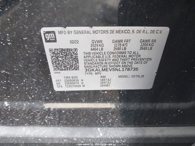 44945710 :رقم المزاد ، 3GKALMEV5NL178735 vin ، 2022 Gmc Terrain Fwd Sle مزاد بيع