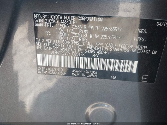 Aukcja sprzedaży 2015 Toyota Rav4 Le, vin: JTMBFREV2FJ028188, numer aukcji: 44945746
