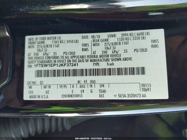 Ford F-150 Xlt 2018 1FTEW1EP1JKF37241 Image 9