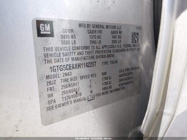 1GTG5CEAXH1142297 GMC CANYON SLE