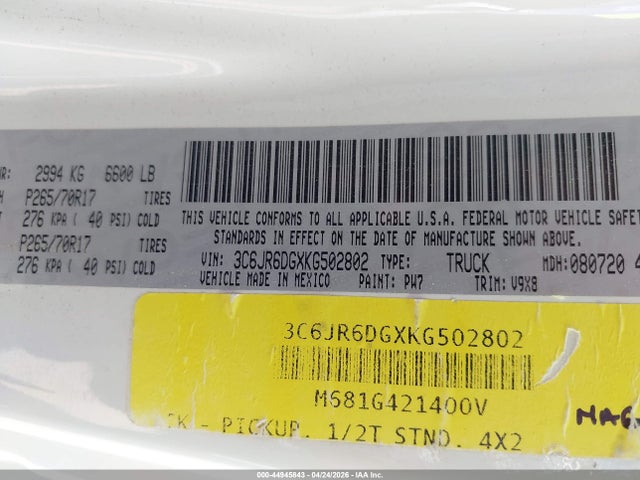3C6JR6DGXKG502802 RAM 1500 Classic