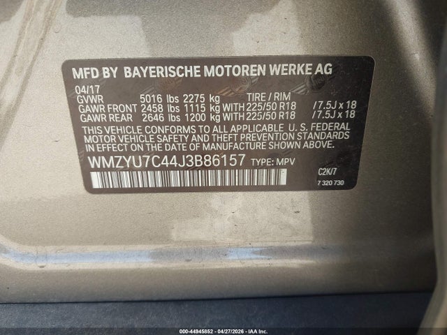 2018 Mini E Countryman Cooper S მანქანა იყიდება აუქციონზე, vin: WMZYU7C44J3B86157, აუქციონის ნომერი: 44945852