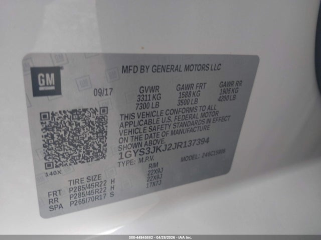 Продажа на аукционе авто 2018 Cadillac Escalade Esv Premium Luxury, vin: 1GYS3JKJ2JR137394, номер лота: 44945882