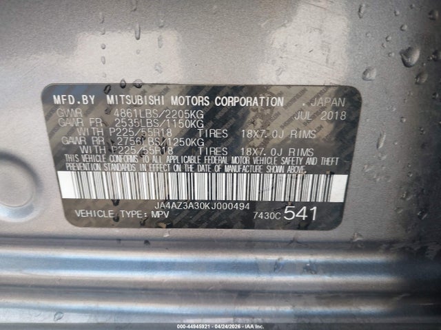 JA4AZ3A30KJ000494 Mitsubishi Outlander Es