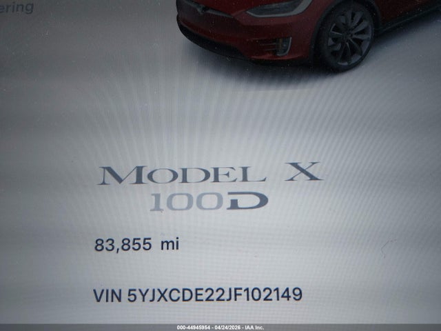 44945954 :رقم المزاد ، 5YJXCDE22JF102149 vin ، 2018 Tesla Model X 100d/75d/p100d مزاد بيع
