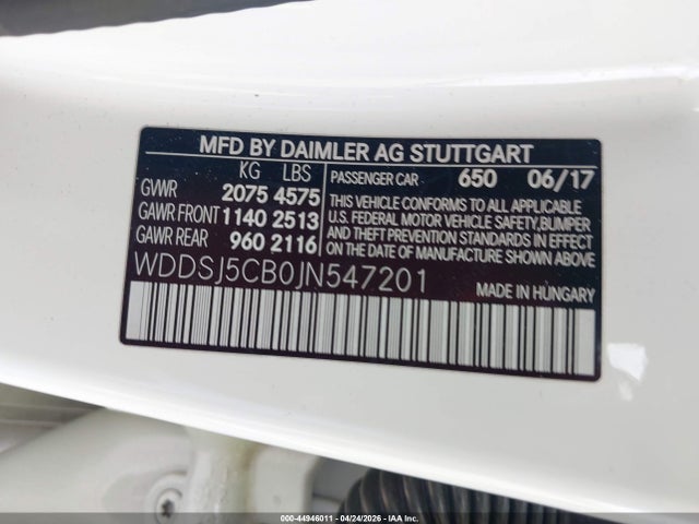 Aukcja sprzedaży 2018 Mercedes-benz Amg Cla 45 4matic, vin: WDDSJ5CB0JN547201, numer aukcji: 44946011