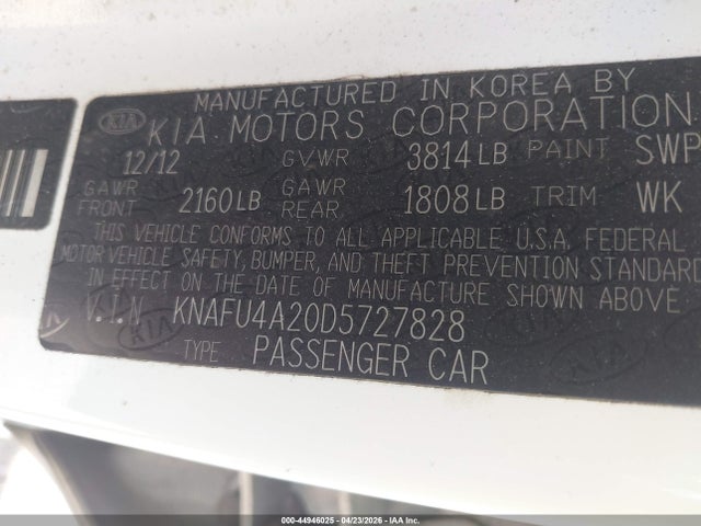 Aukcja sprzedaży 2013 Kia Forte Ex, vin: KNAFU4A20D5727828, numer aukcji: 44946025