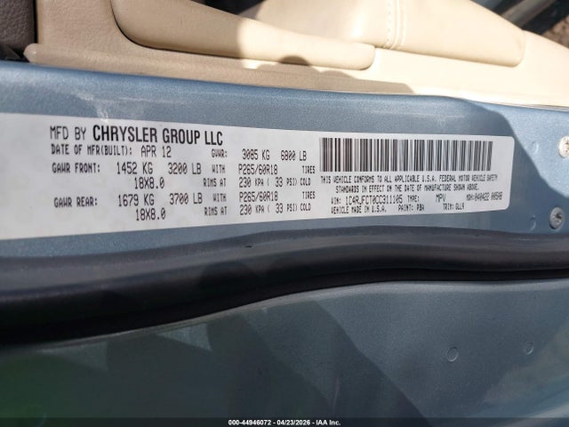 Aukcja sprzedaży 2012 Jeep Grand Cherokee Overland, vin: 1C4RJFCT0CC311105, numer aukcji: 44946072