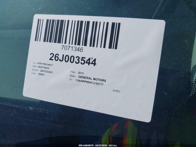Aukcja sprzedaży 2015 Gmc Acadia Sle-2, vin: 1GKKRPKD4FJ122777, numer aukcji: 44946076
