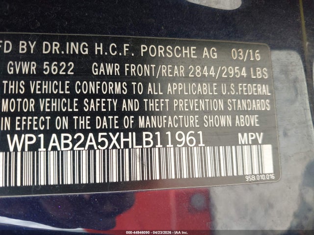 Продаж на аукціоні авто 2017 Porsche Macan S, vin: WP1AB2A5XHLB11961, номер лоту: 44946090