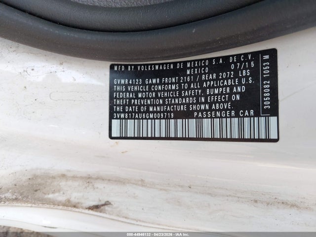 Продажа на аукционе авто 2016 Volkswagen Golf Tsi S 2-door, vin: 3VW817AU6GM009719, номер лота: 44946132