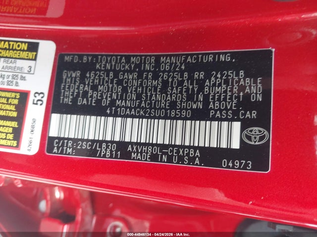 Aukcja sprzedaży 2025 Toyota Camry Xse, vin: 4T1DAACK2SU018590, numer aukcji: 44946134