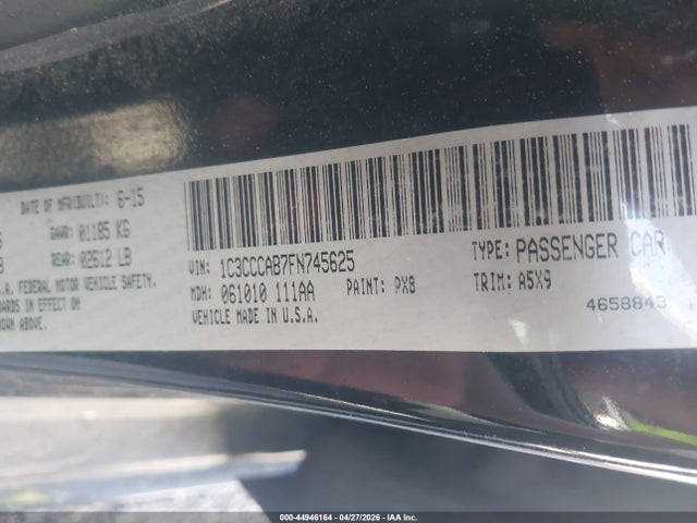 2015 Chrysler 200 Limited მანქანა იყიდება აუქციონზე, vin: 1C3CCCAB7FN745625, აუქციონის ნომერი: 44946164