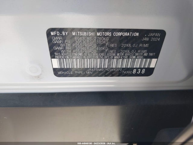 JA4T5WA97RZ044370 Mitsubishi Outlander Phev Sel S-awc